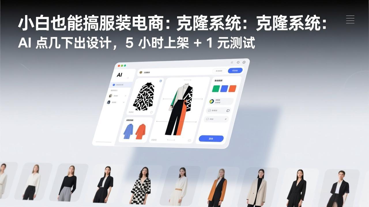 小白也能搞服装电商：克隆系统：AI 点几下出设计，5 小时上架 + 1 元测试-江南创业网