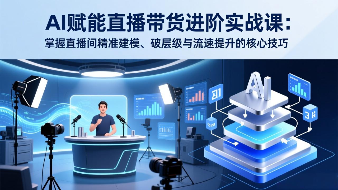 AI赋能直播带货进阶实战课：掌握直播间精准建模、破层级与流速提升的核心技巧-江南创业网