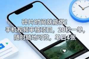 碎片时间就能做！手机视频审核项目，20秒一单，随时随地可做，单日4张+【揭秘】-江南创业网