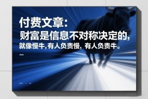付费文章：财富是信息不对称决定的，就像慢牛，有人负责慢，有人负责牛-江南创业网