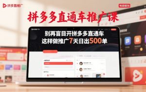 拼多多直通车推广课,别再盲目开拼多多直通车,这样做推广7天日出500单-江南创业网