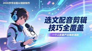 2026字字动画AI漫剧制作-1期,选文配音剪辑技巧全覆盖,一个人就能批量产出爆款漫剧-江南创业网