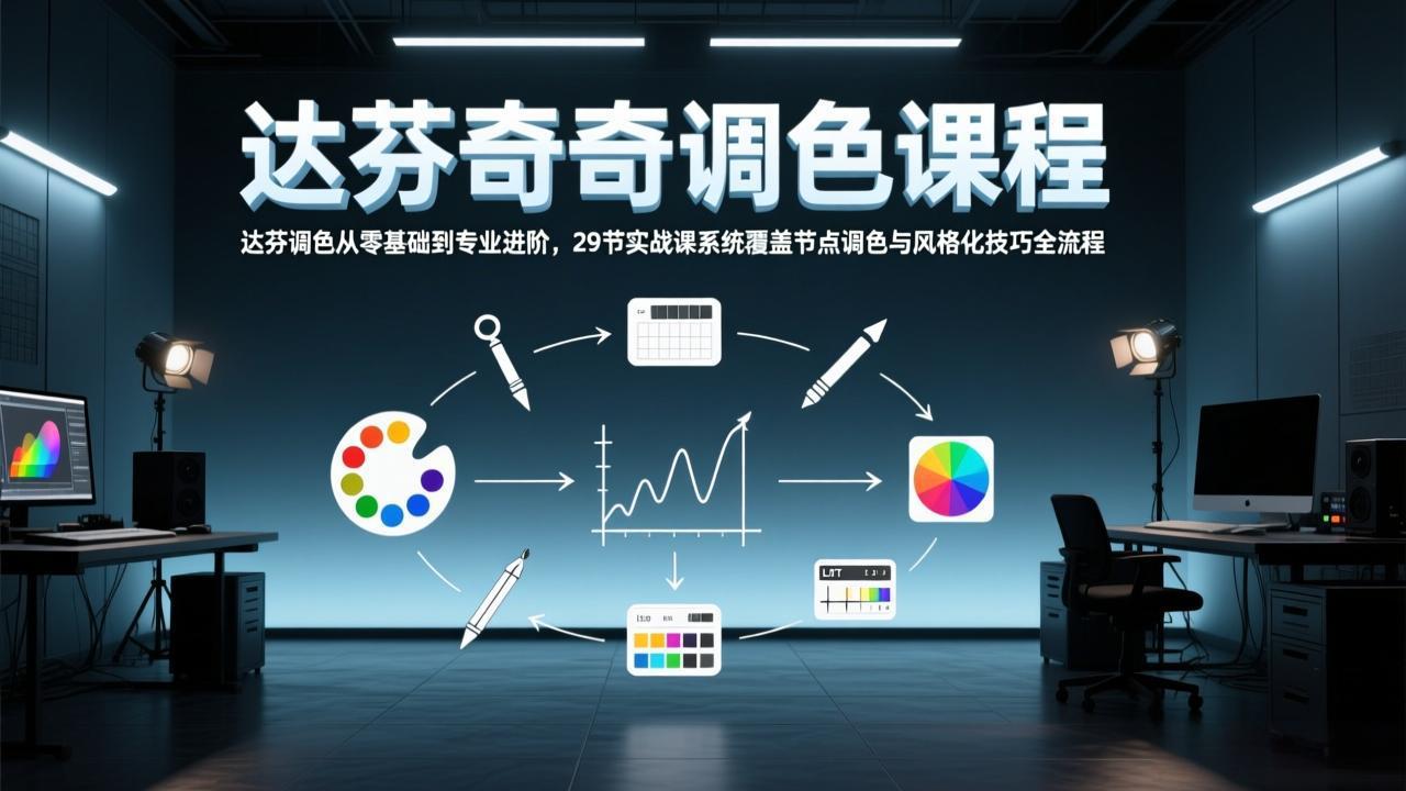 达芬奇调色从零基础到专业进阶,29节实战课系统覆盖节点调色与风格化技巧全流程-江南创业网