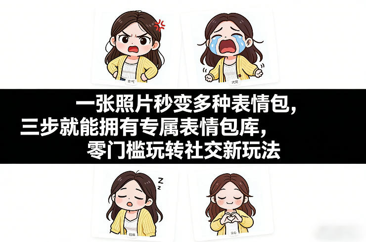 一张照片秒变多种表情包,三步就能拥有专属表情包库,零门槛玩转社交新玩法【文档】-江南创业网