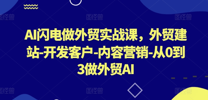 AI闪电做外贸实战课，​外贸建站-开发客户-内容营销-从0到3做外贸AI(更新)-江南创业网