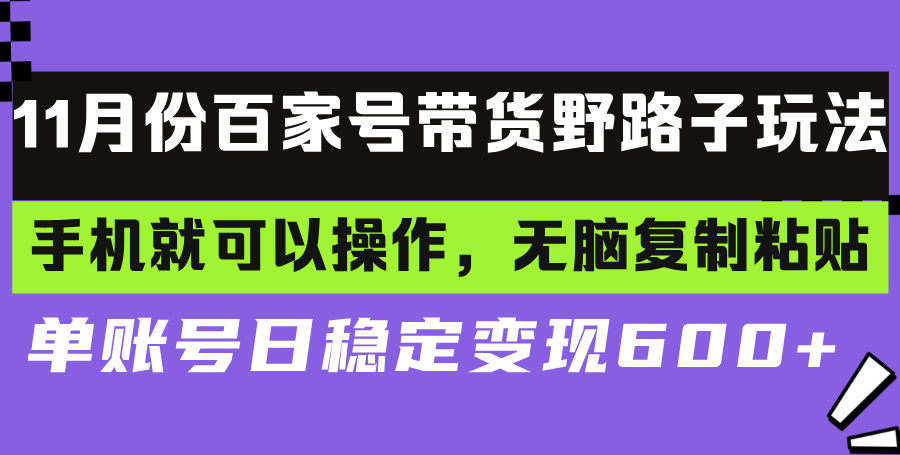 百家号带货野路子玩法 手机就可以操作，无脑复制粘贴 单账号日稳定变现…-江南创业网