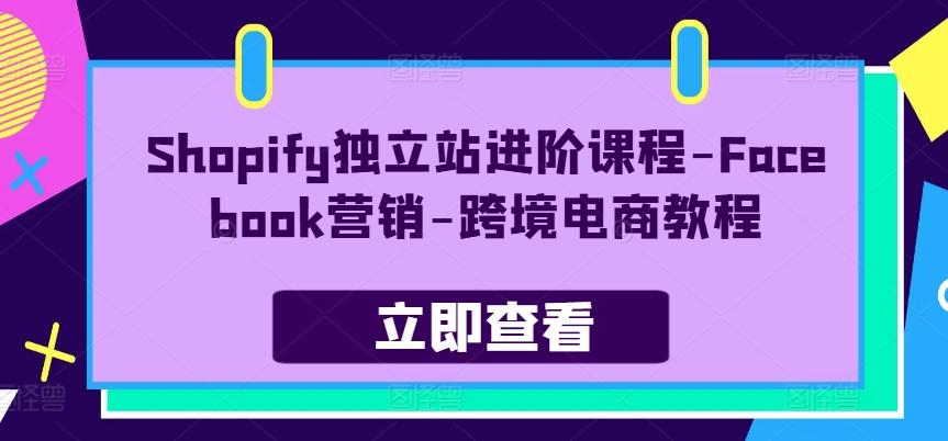 Shopify独立站进阶课程-Facebook营销-跨境电商教程-江南创业网