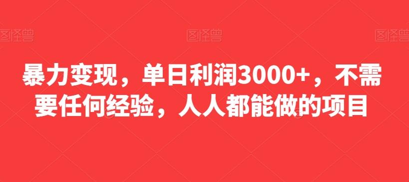 暴力变现，单日利润3000+，不需要任何经验，人人都能做的项目-江南创业网