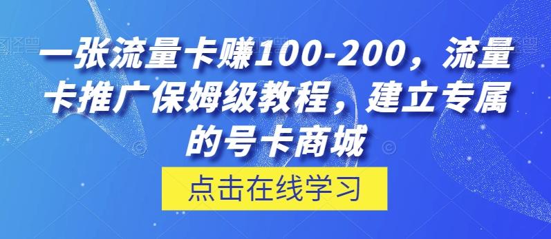 一张流量卡赚100-200，流量卡推广保姆级教程，建立专属的号卡商城-江南创业网
