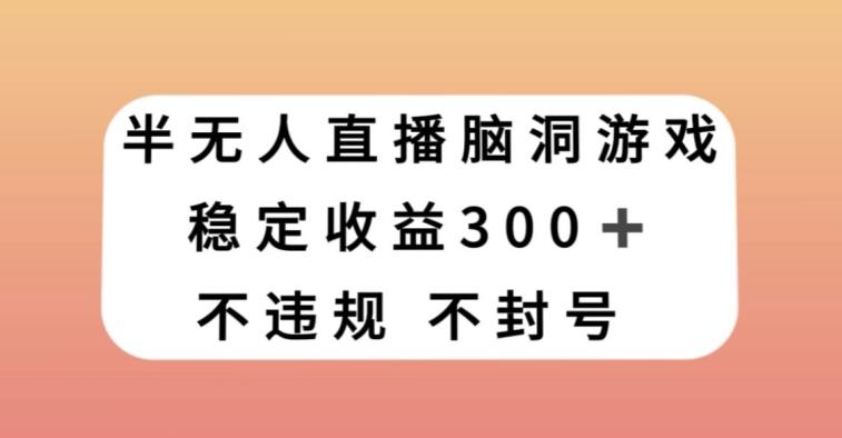 半无人直播脑洞小游戏，每天收入300+，保姆式教学小白轻松上手【揭秘】-江南创业网
