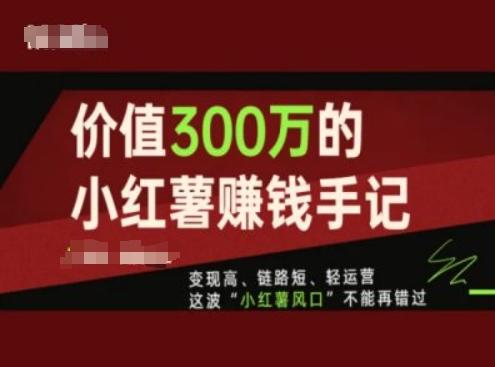 价值300万的小红书赚钱手记，变现高、链路短、轻运营，这波“小红薯风口”不能再错过-江南创业网