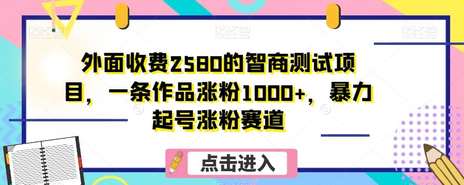 外面收费2580的智商测试项目，一条作品涨粉1000+，暴力起号涨粉赛道【揭秘】-江南创业网