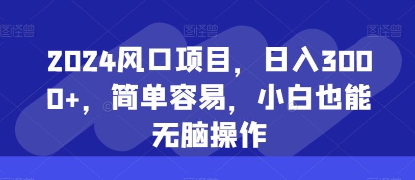 2024风口项目，日入3000+，简单容易，小白也能无脑操作-江南创业网