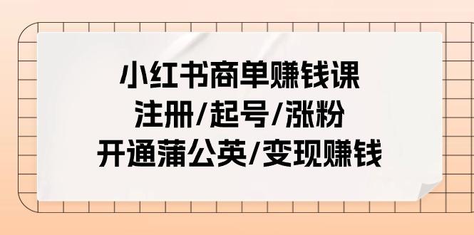 小红书商单赚钱课：注册/起号/涨粉/开通蒲公英/变现赚钱(25节课)-江南创业网
