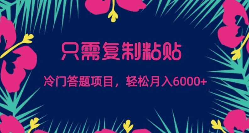 只需复制粘贴，冷门答题项目，轻松月入6000-江南创业网