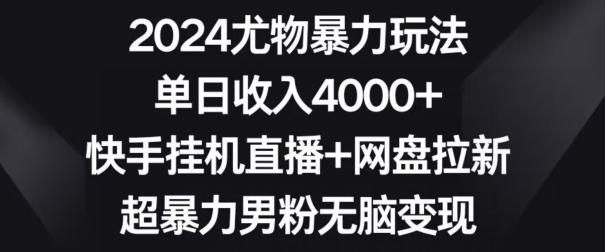 2024尤物暴力玩法，单日收入4000+，快手挂机直播+网盘拉新，超暴力男粉无脑变现【揭秘】-江南创业网