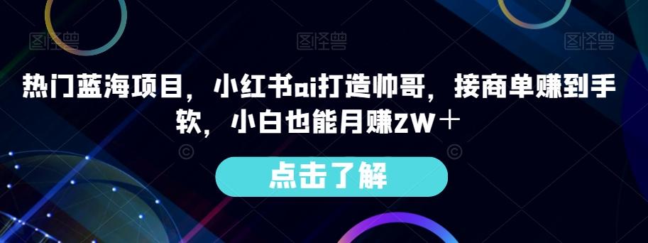 热门蓝海项目，小红书ai打造帅哥，接商单赚到手软，小白也能月赚2W＋-江南创业网