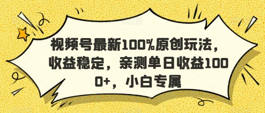 视频号最新100%原创玩法，收益稳定，亲测单日收益1000+，小白专属【揭秘】-江南创业网