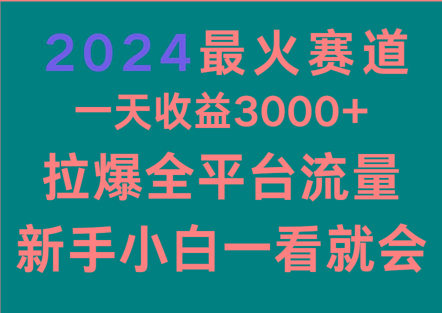 2024最火赛道，一天收一3000+.拉爆全平台流量，新手小白一看就会-江南创业网