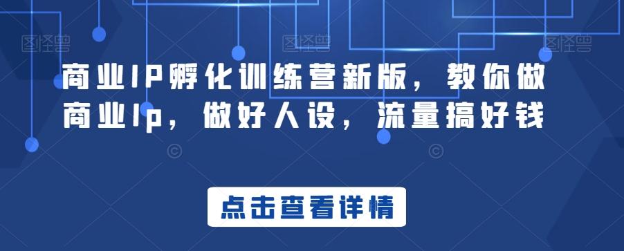 商业IP孵化训练营新版，教你做商业Ip，做好人设，流量搞好钱-江南创业网