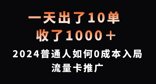 一天出了10单，收了1000+，2024普通人如何0成本入局流量卡推广【揭秘】-江南创业网