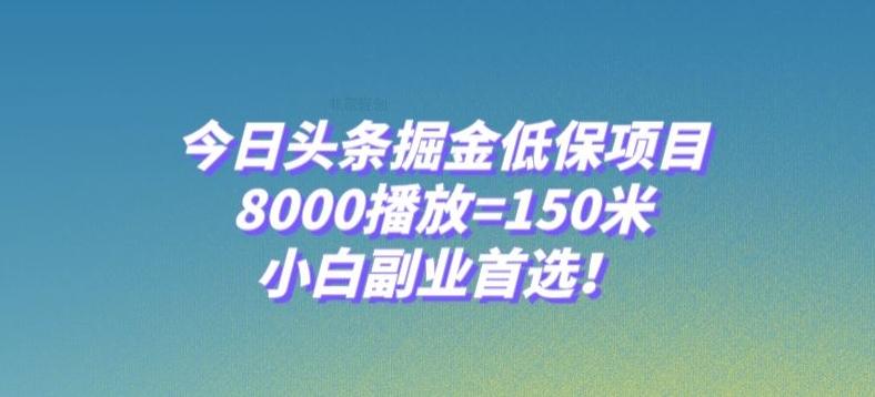 今日头条掘金低保项目，8000播放=150米，小白副业首选【揭秘】-江南创业网