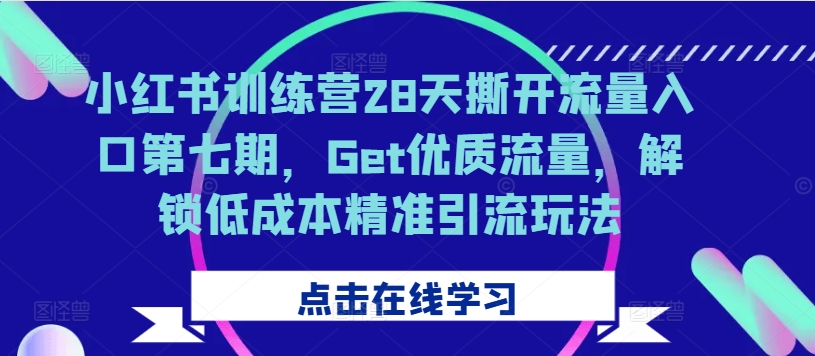 小红书训练营28天撕开流量入口第七期，Get优质流量，解锁低成本精准引流玩法-江南创业网