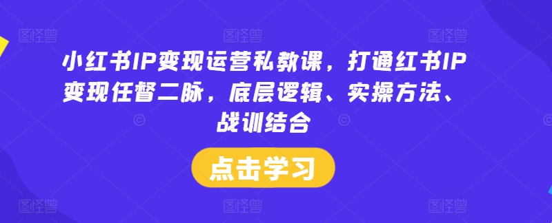 小红书IP变现运营私教课，打通红书IP变现任督二脉，底层逻辑、实操方法、战训结合-江南创业网