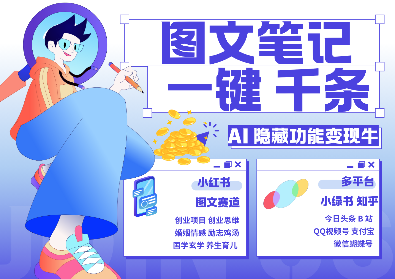 1键生成数千条图文 创业国学 秒生笔记 小红书小绿书图文 轻松引流 变现30000+-江南创业网