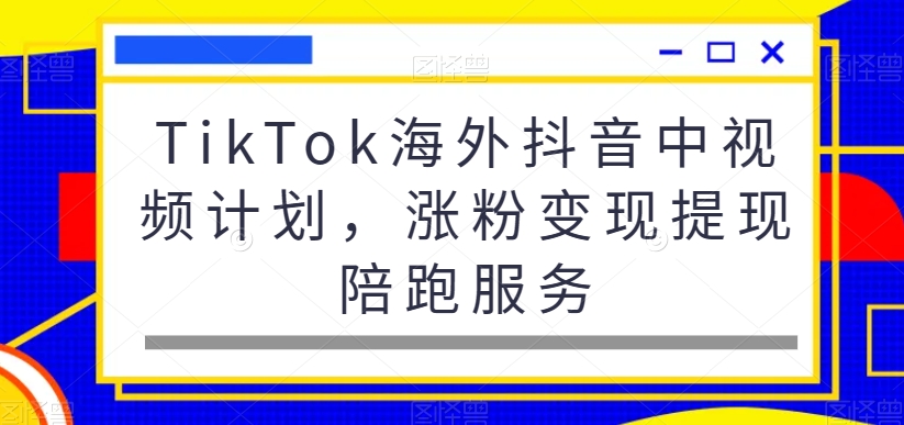 TikTok海外抖音中视频计划，涨粉变现提现陪跑服务-江南创业网