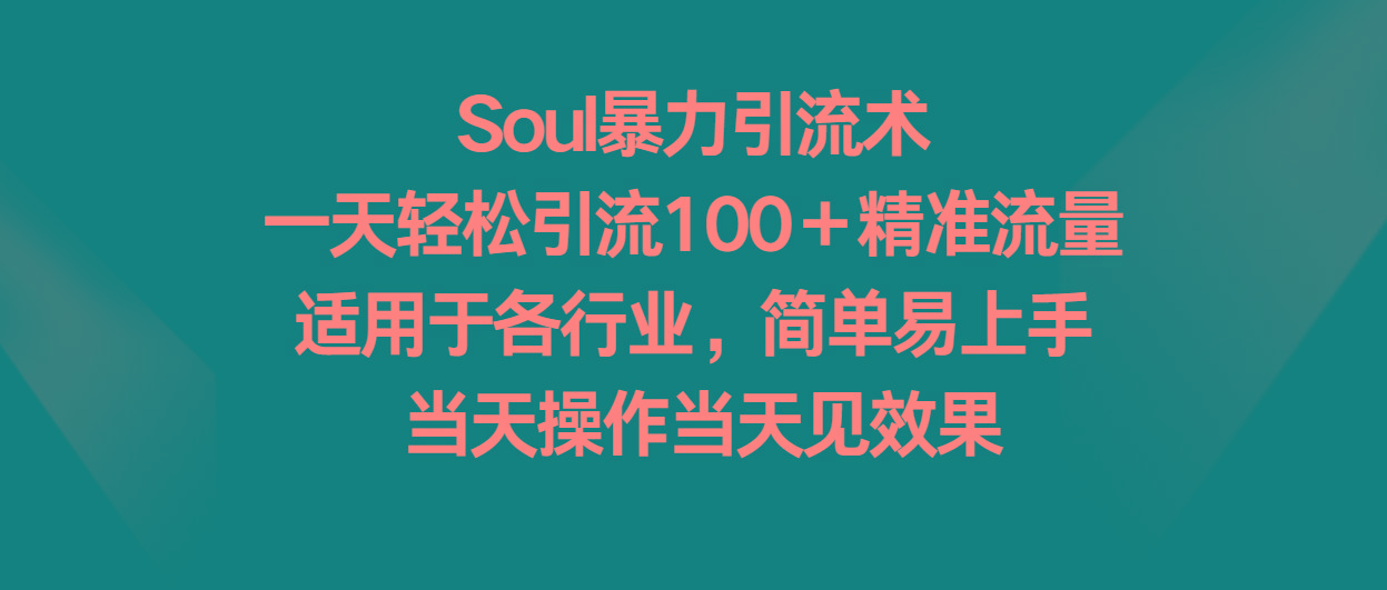 Soul暴力引流术，一天轻松引流100＋精准流量，适用于各行业，简单易上手！-江南创业网