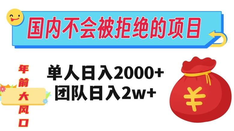 在国内不怕被拒绝的项目，单人日入2000，团队日入20000+【揭秘】-江南创业网