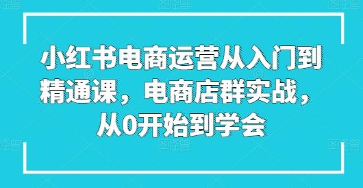 小红书电商运营从入门到精通课，电商店群实战，从0开始到学会-江南创业网