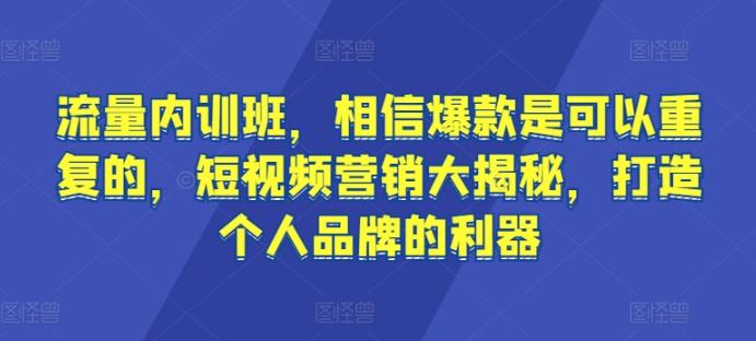 流量内训班，相信爆款是可以重复的，短视频营销大揭秘，打造个人品牌的利器-江南创业网