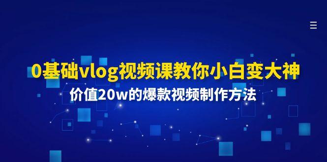 0基础vlog视频课教你小白变大神：价值20w的爆款视频制作方法-江南创业网