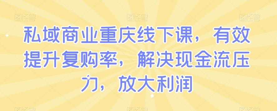 私域商业重庆线下课，有效提升复购率，解决现金流压力，放大利润-江南创业网