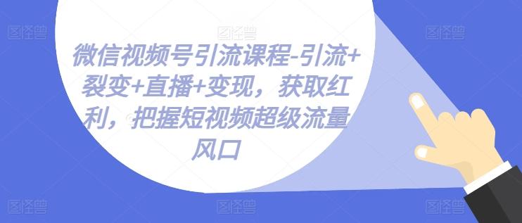 微信视频号引流课程-引流+裂变+直播+变现，获取红利，把握短视频超级流量风口-江南创业网