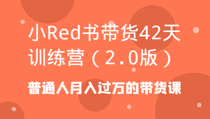 小Red书带货42天训练营(2.0版)普通人月入过万的带货课-江南创业网