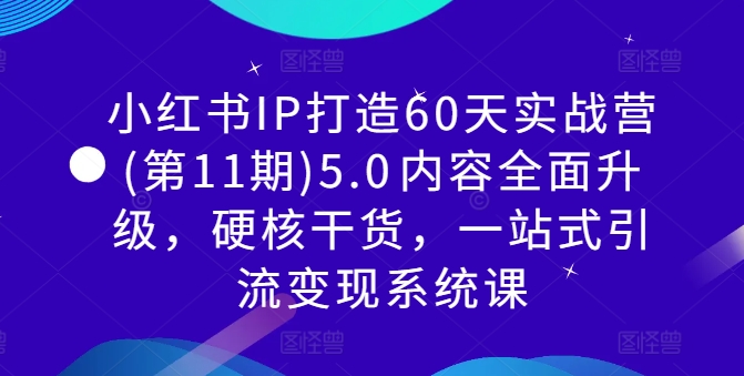 小红书IP打造60天实战营(第11期)5.0​内容全面升级，硬核干货，一站式引流变现系统课-江南创业网