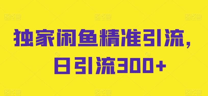 独家闲鱼精准引流，日引流300+【揭秘】-江南创业网
