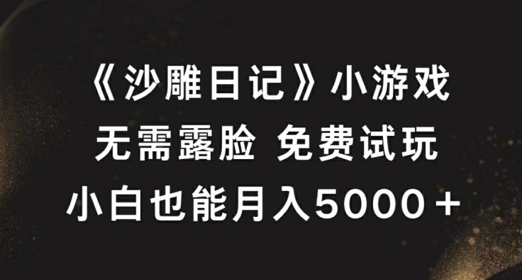 《沙雕日记》小游戏，无需露脸免费试玩，小白也能月入5000+【揭秘】-江南创业网