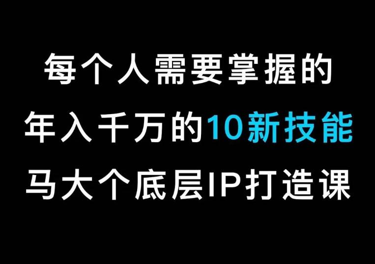 马大个的IP底层逻辑课，​每个人需要掌握的年入千万的10新技能，约会底层IP打造方法！-江南创业网