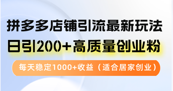 拼多多店铺引流最新玩法，日引200+高质量创业粉，每天稳定1000+收益(…-江南创业网
