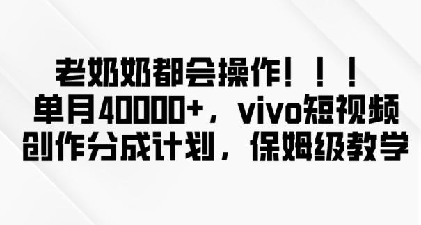 老奶奶都会操作，新平台无脑操作，单月40000+，vivo短视频创作分成计划【揭秘】-江南创业网