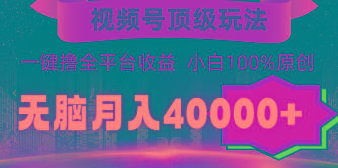 (9281期)视频号顶级玩法，无脑月入40000+，一键撸全平台收益，纯小白也能100%原创-江南创业网