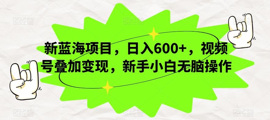 新蓝海项目，日入600+，视频号叠加变现，新手小白无脑操作【揭秘】-江南创业网
