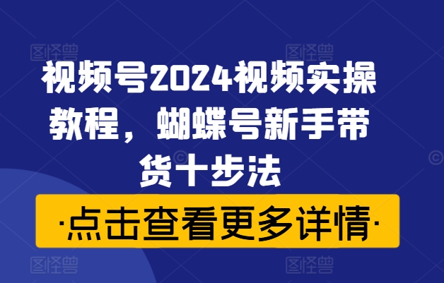 视频号2024视频实操教程，蝴蝶号新手带货十步法-江南创业网