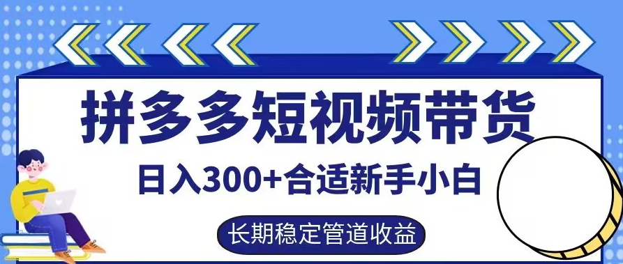 拼多多短视频带货日入300+有长期稳定被动收益，合适新手小白【揭秘】-江南创业网