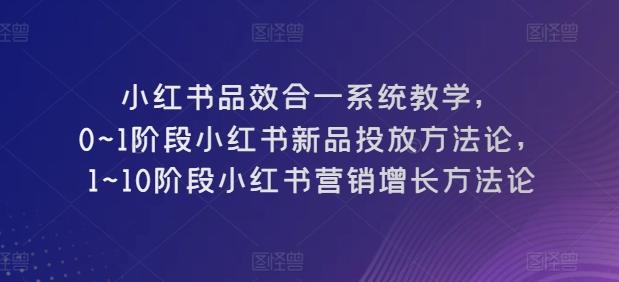 小红书品效合一系统教学，​0~1阶段小红书新品投放方法论，​1~10阶段小红书营销增长方法论-江南创业网