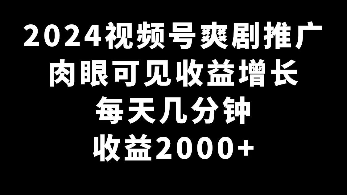 2024视频号爽剧推广，肉眼可见的收益增长，每天几分钟收益2000+-江南创业网